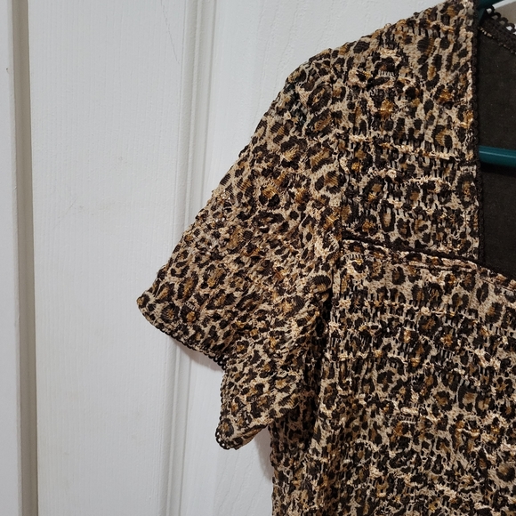 Vintage 90s y2k east 5th cheetah print square neck short sleeve tee medium - Picture 3 of 5